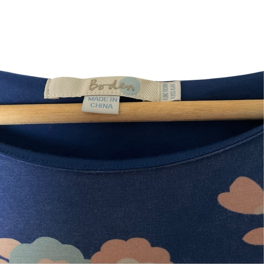 Boden Terese Jersey Dress Ruched Waist Detail Blue Floral 6 - Picture 6 of 9